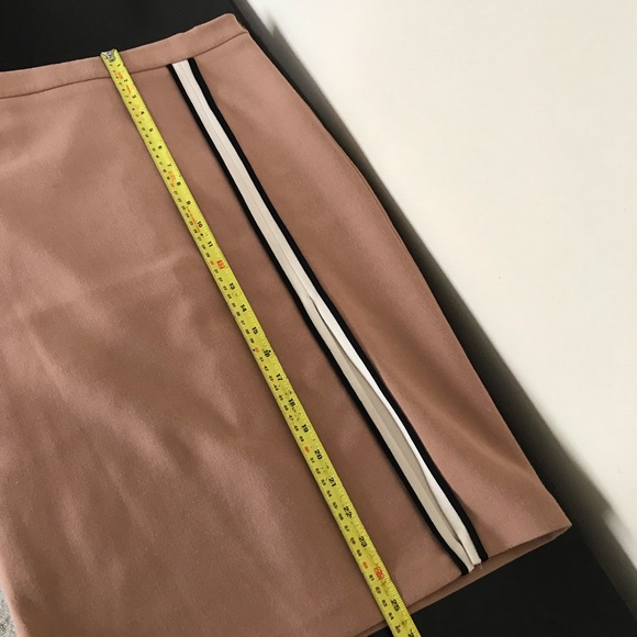 Zara Tan Midi Skirt | Side Slit | Mod Stripe - Picture 8 of 9